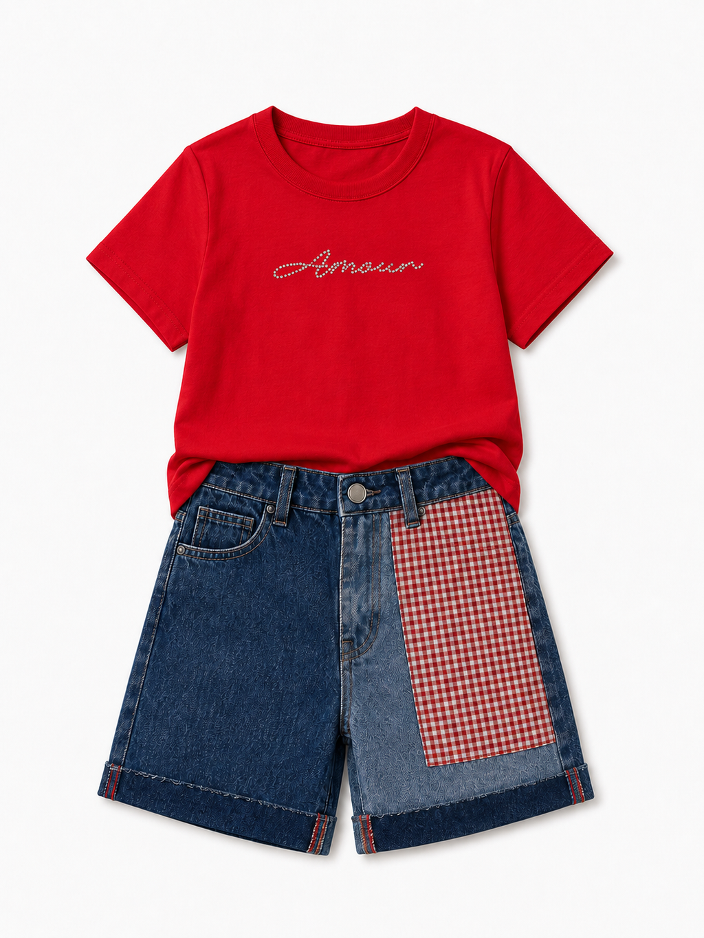 Patchwork Denim Set