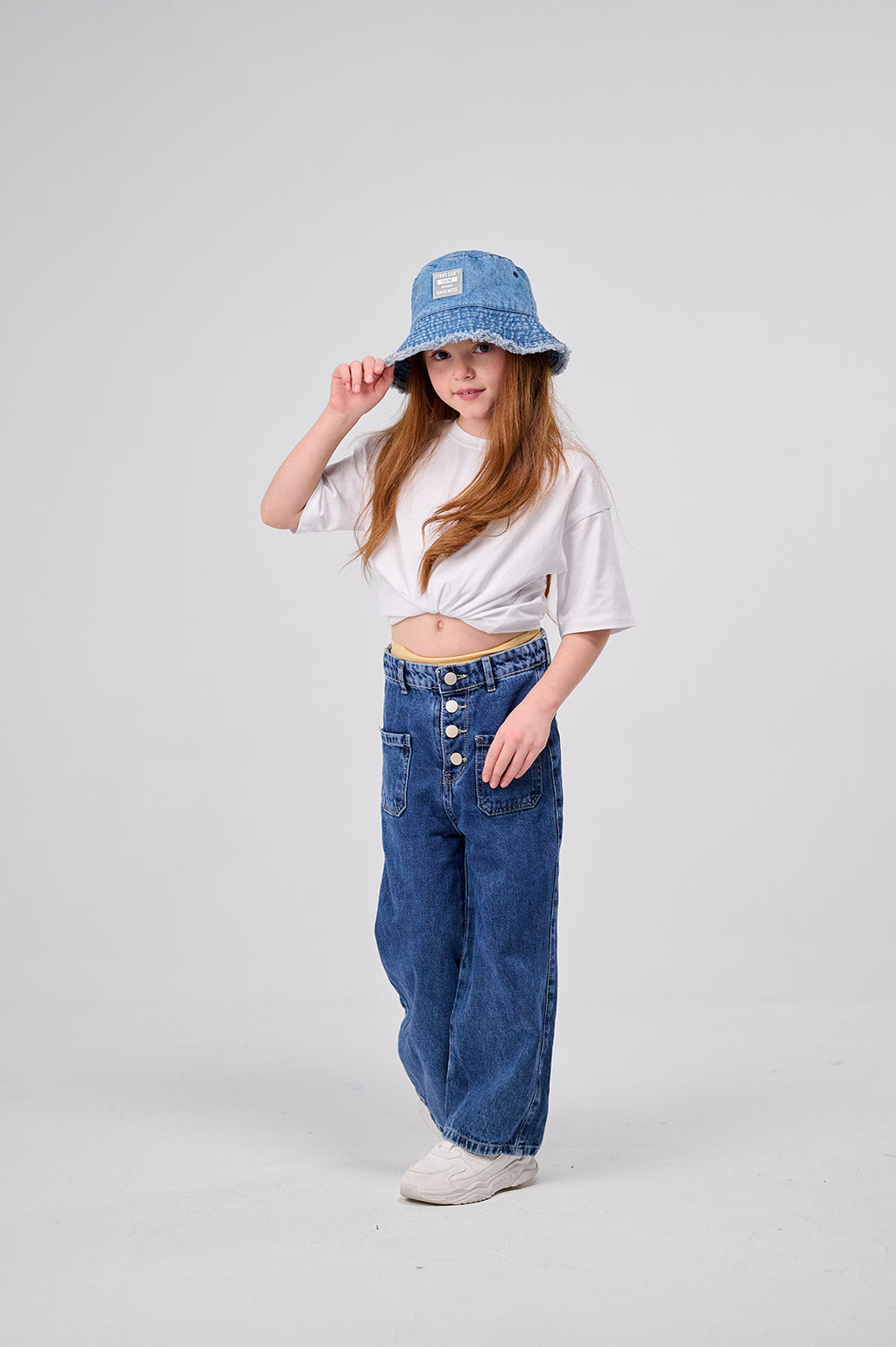 High-Rise Buttoned Wide-Leg Denim