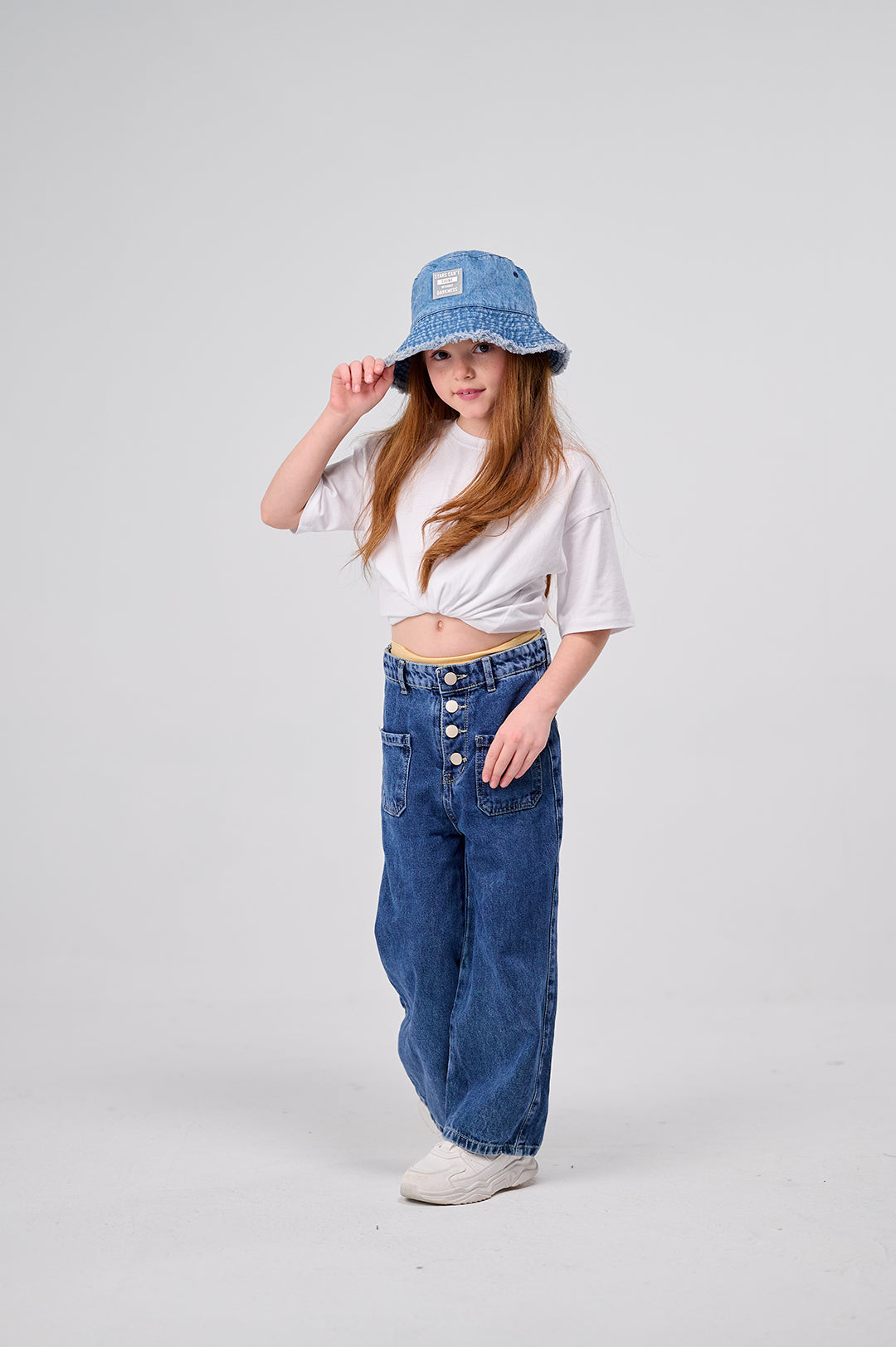 High-Rise Buttoned Wide-Leg Denim