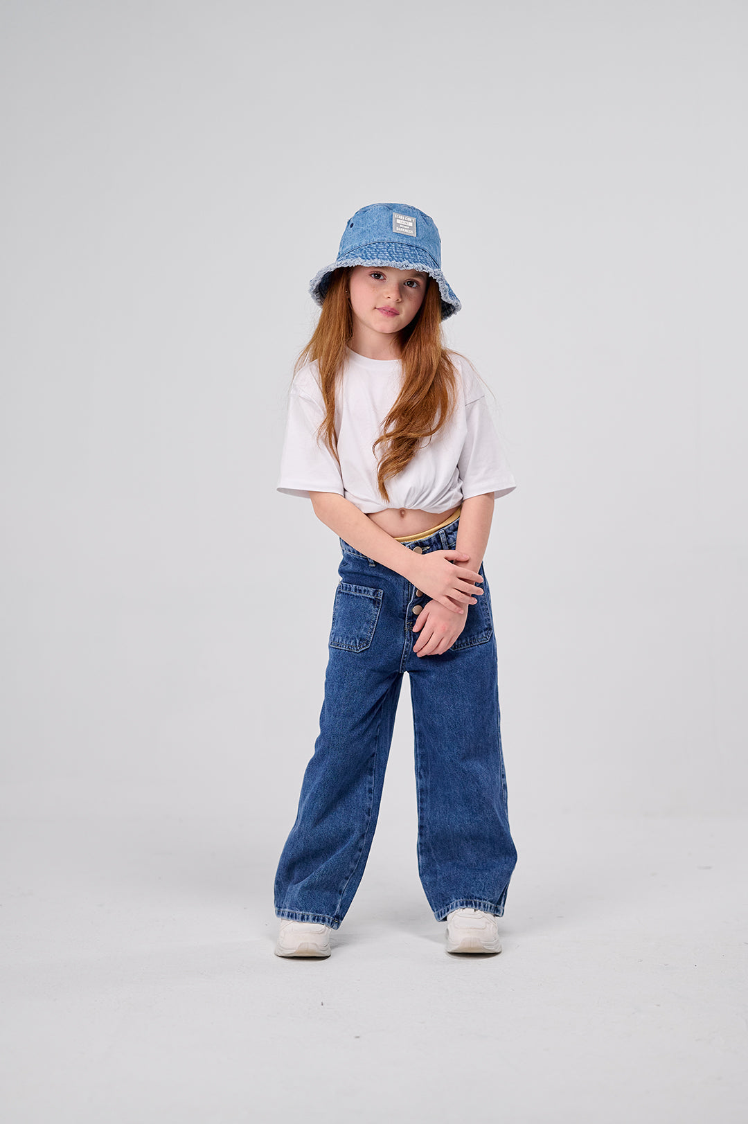 High-Rise Buttoned Wide-Leg Denim