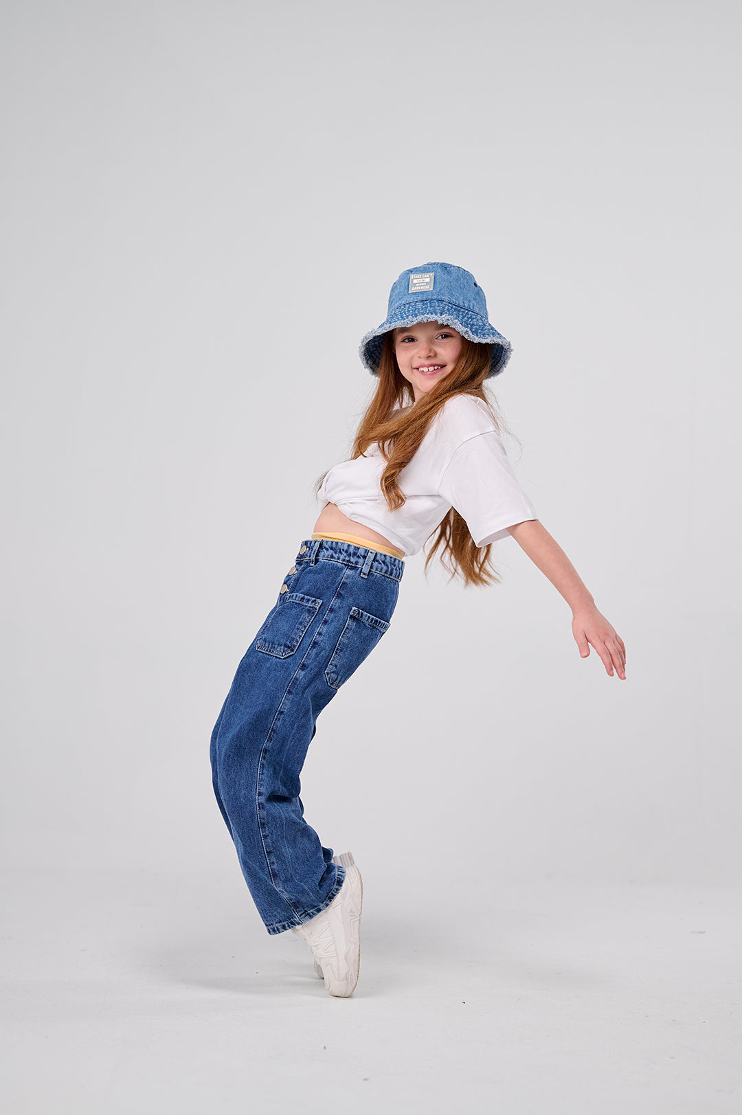 High-Rise Buttoned Wide-Leg Denim