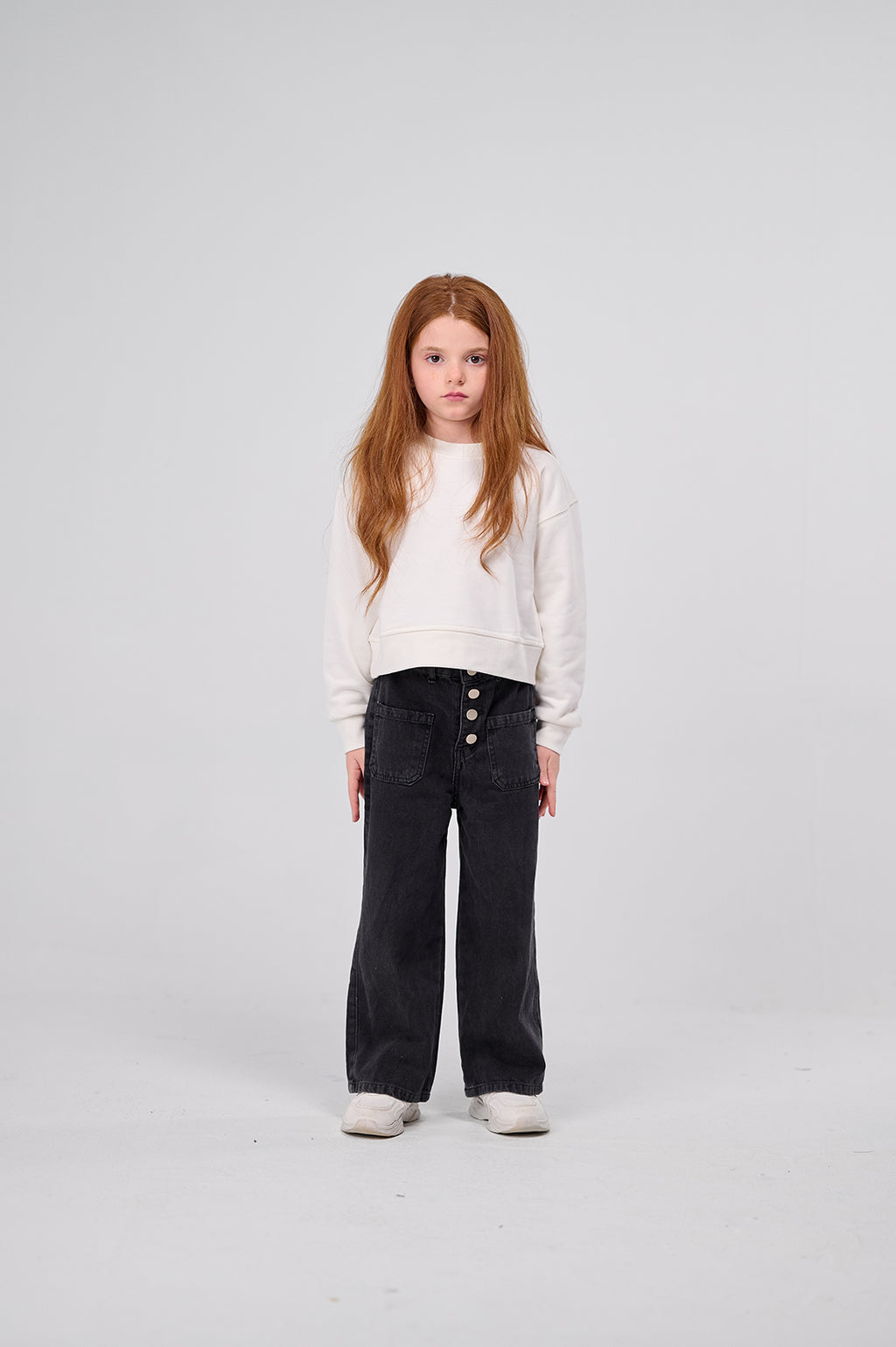 High-Rise Buttoned Wide-Leg Denim