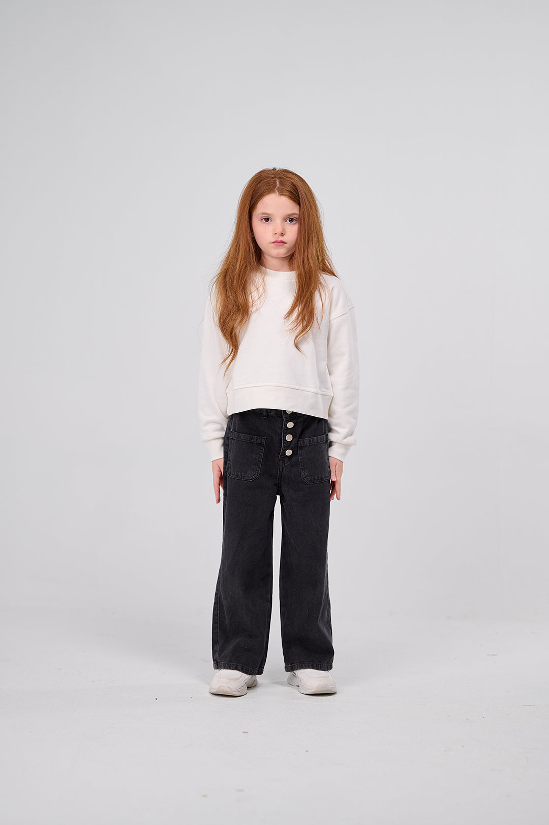 High-Rise Buttoned Wide-Leg Denim