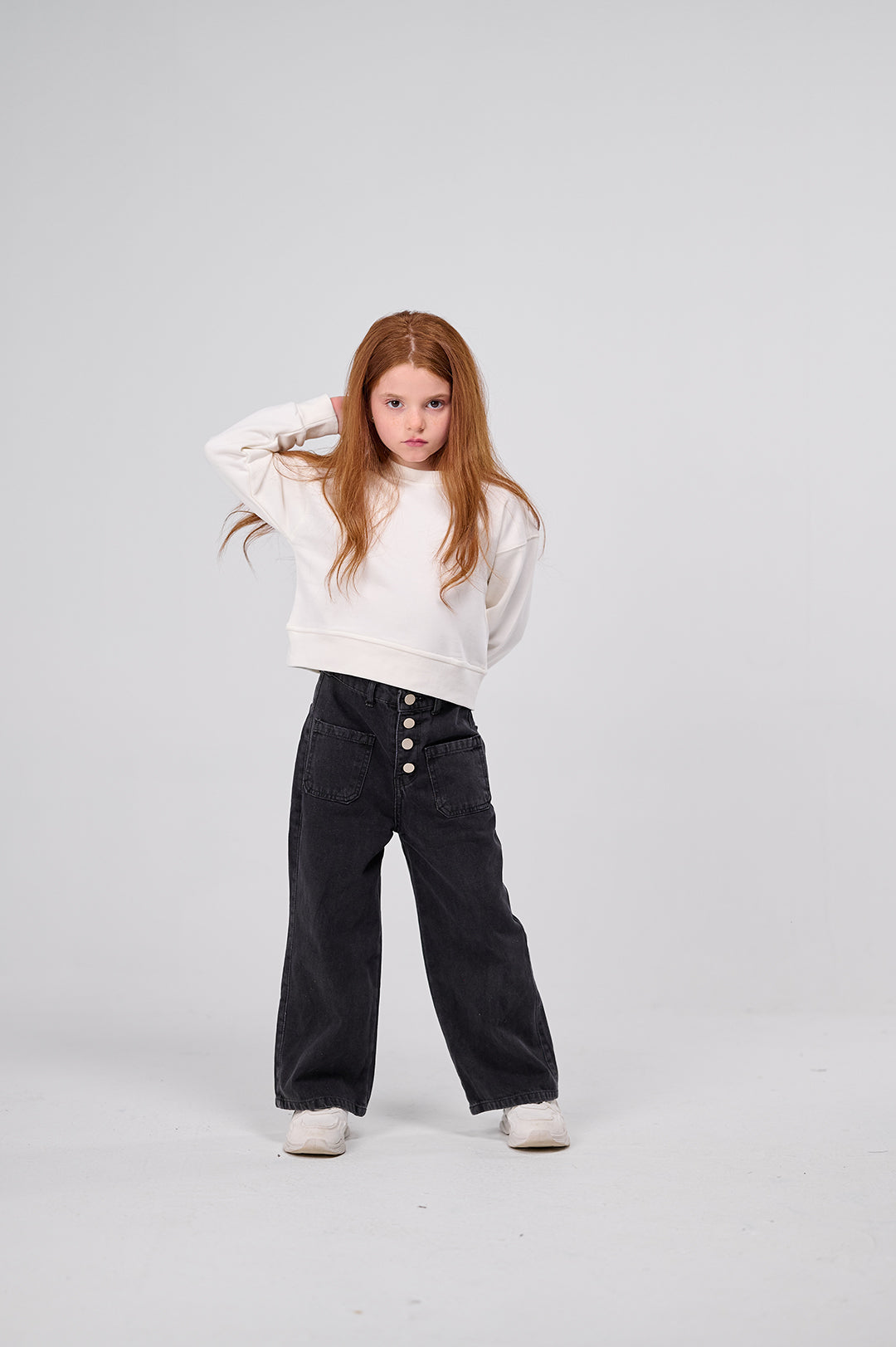 High-Rise Buttoned Wide-Leg Denim