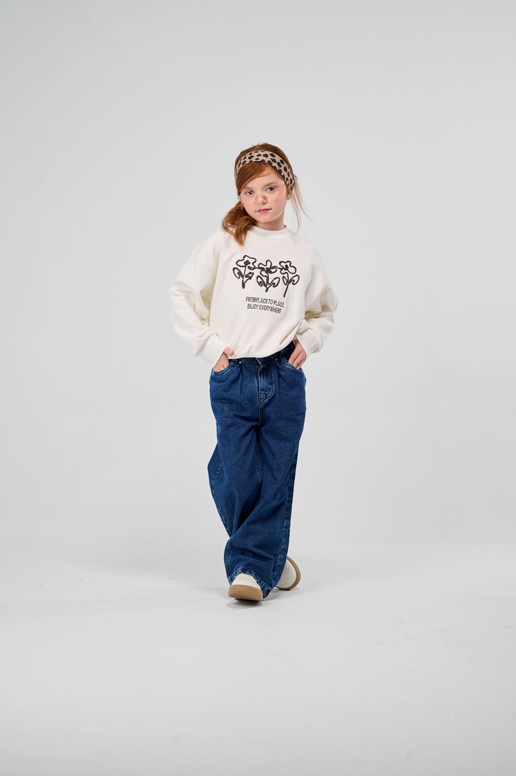 Wide-Leg Denim Pants