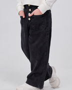 High-Rise Buttoned Wide-Leg Denim