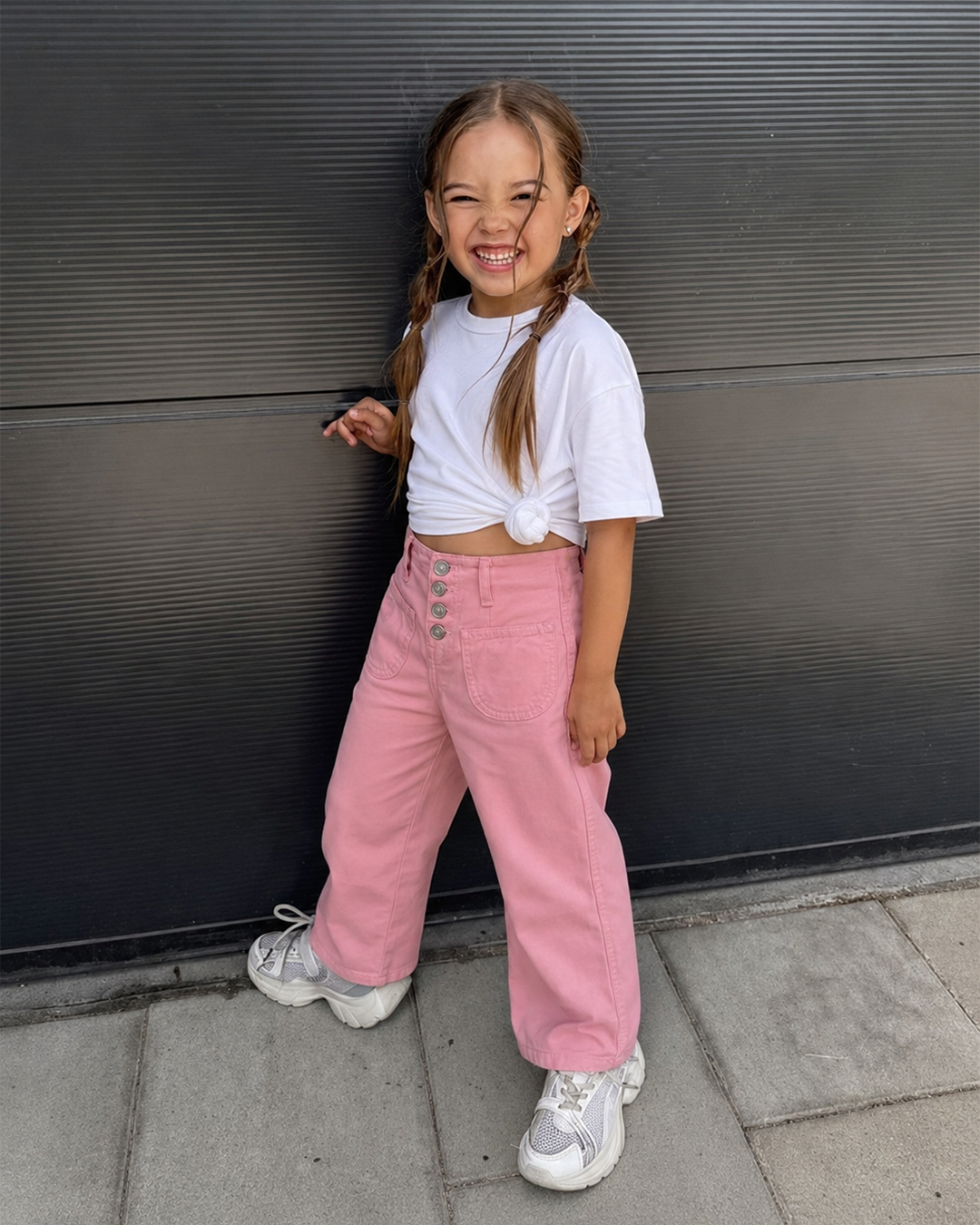 Pastel Gabardine Wide-Leg Pants
