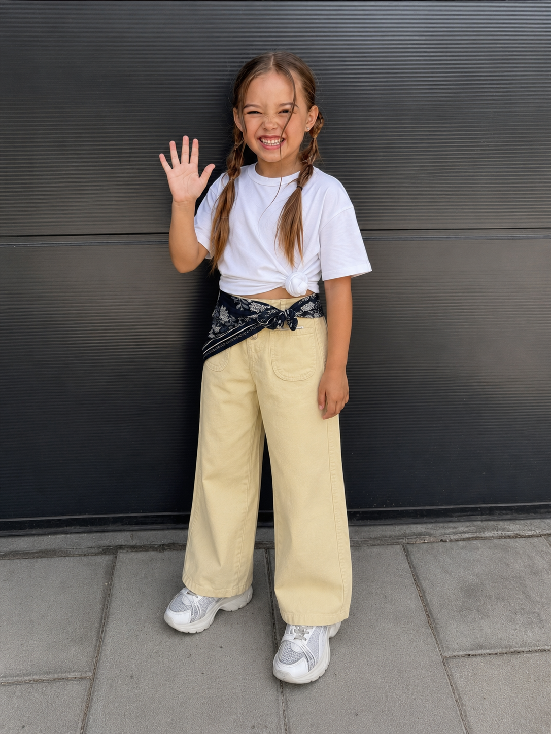 Pastel Gabardine Wide-Leg Pants